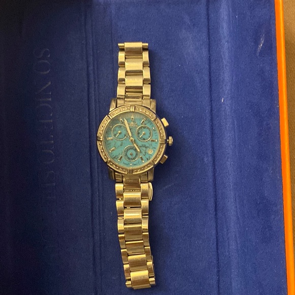 Invicta 0281 Watch - beautiful turquoise with diamond-cut around face - Picture 4 of 11
